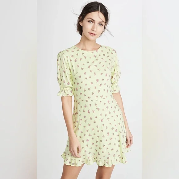 faithfull the brand florence mini dress Faithfull The Brand Womens Florence Floral Short Mini Dress Green M